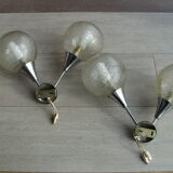 Pair of wall glass ball lamps