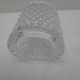 ancien pot couvert  en verre taillé / pointes de diamants