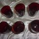 Set of 6 red stemmed glasses
