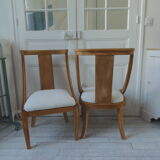 Pair of Gondola heaters, upholstered with a cream curl fabric