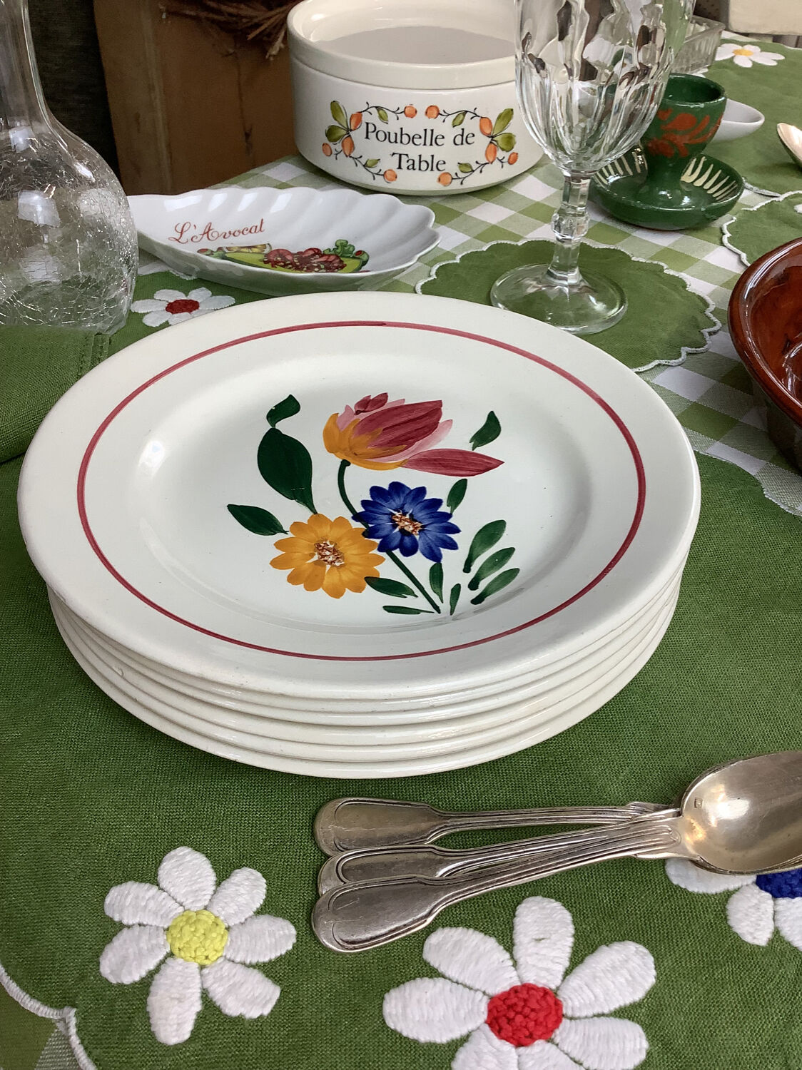 6Digoin Sarreguemines dessert plates