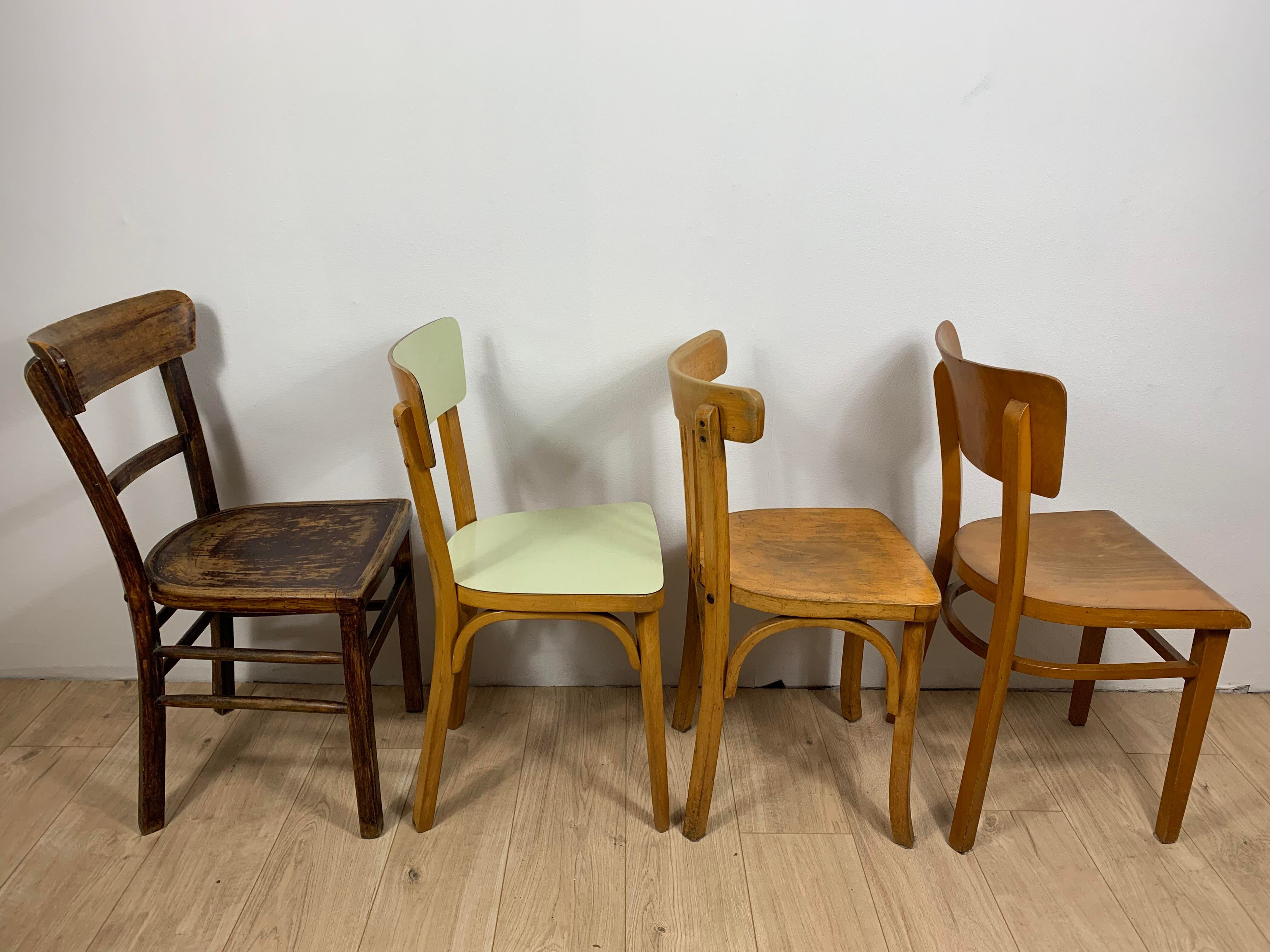 4 mismatched bistro chairs