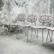 Series of four vintage italian chairs in chrome steel