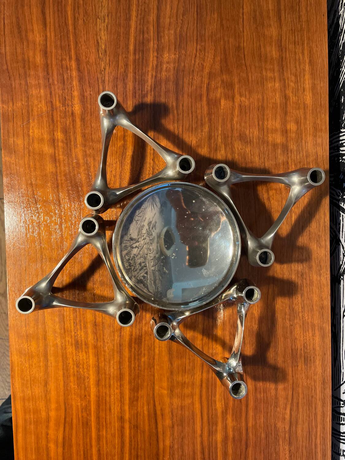4 Nagel candlesticks + a bowl