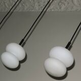 Set of 3 mid century opal glass organically shaped pendant lights, 1960s