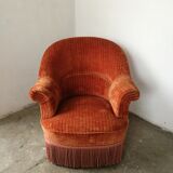 Orange velvet toad armchair
