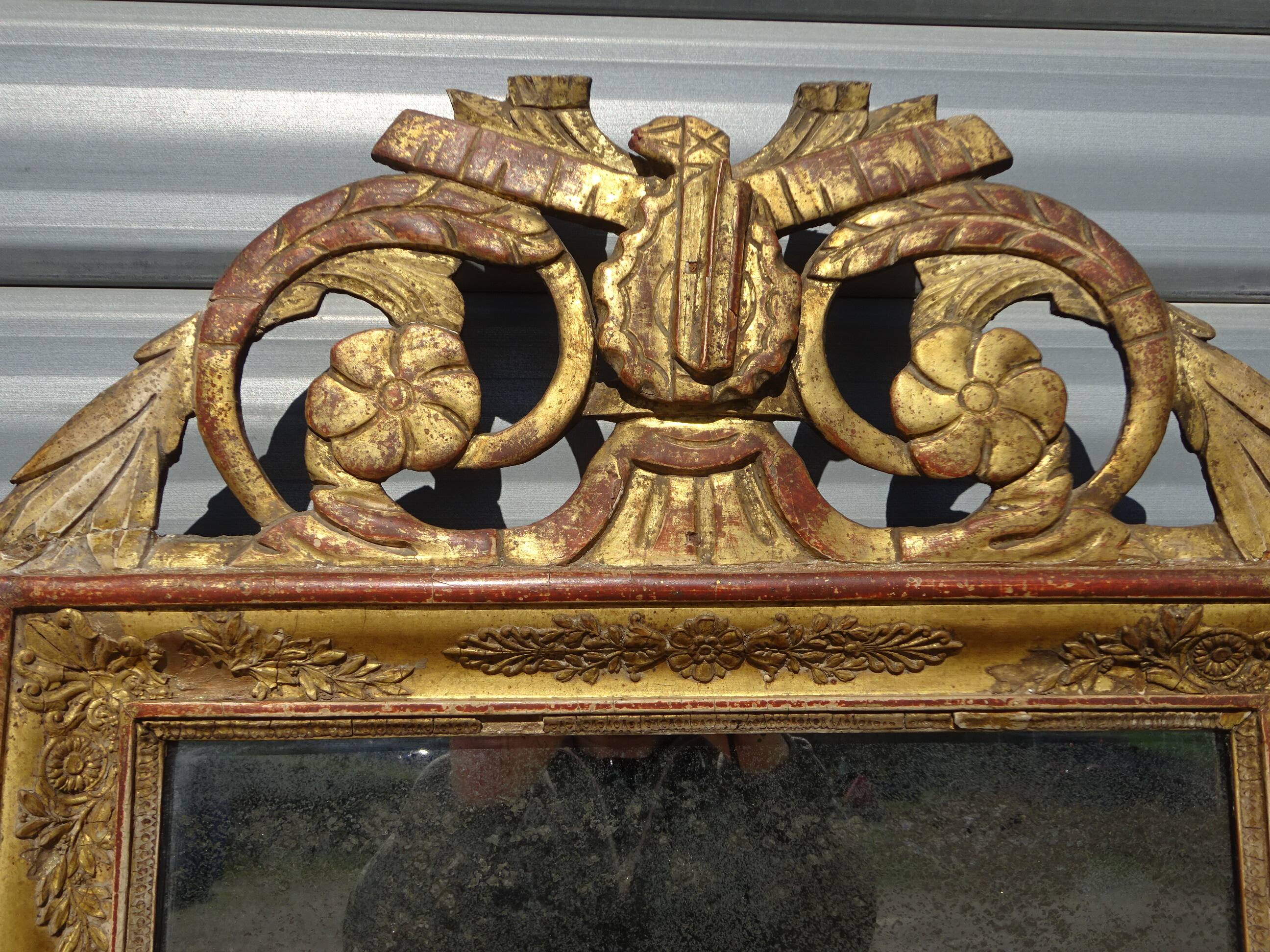 Antique mercury mirror, Louis XVI style gilded frame, 84x50cm