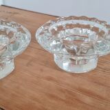 Pair of glass candle holders