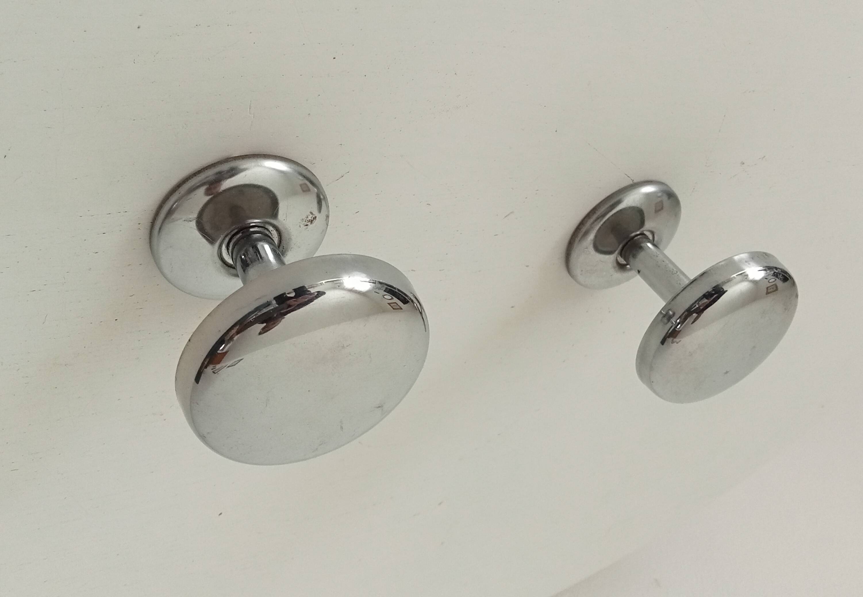 Pair of vintage chrome coat hooks from the 70s