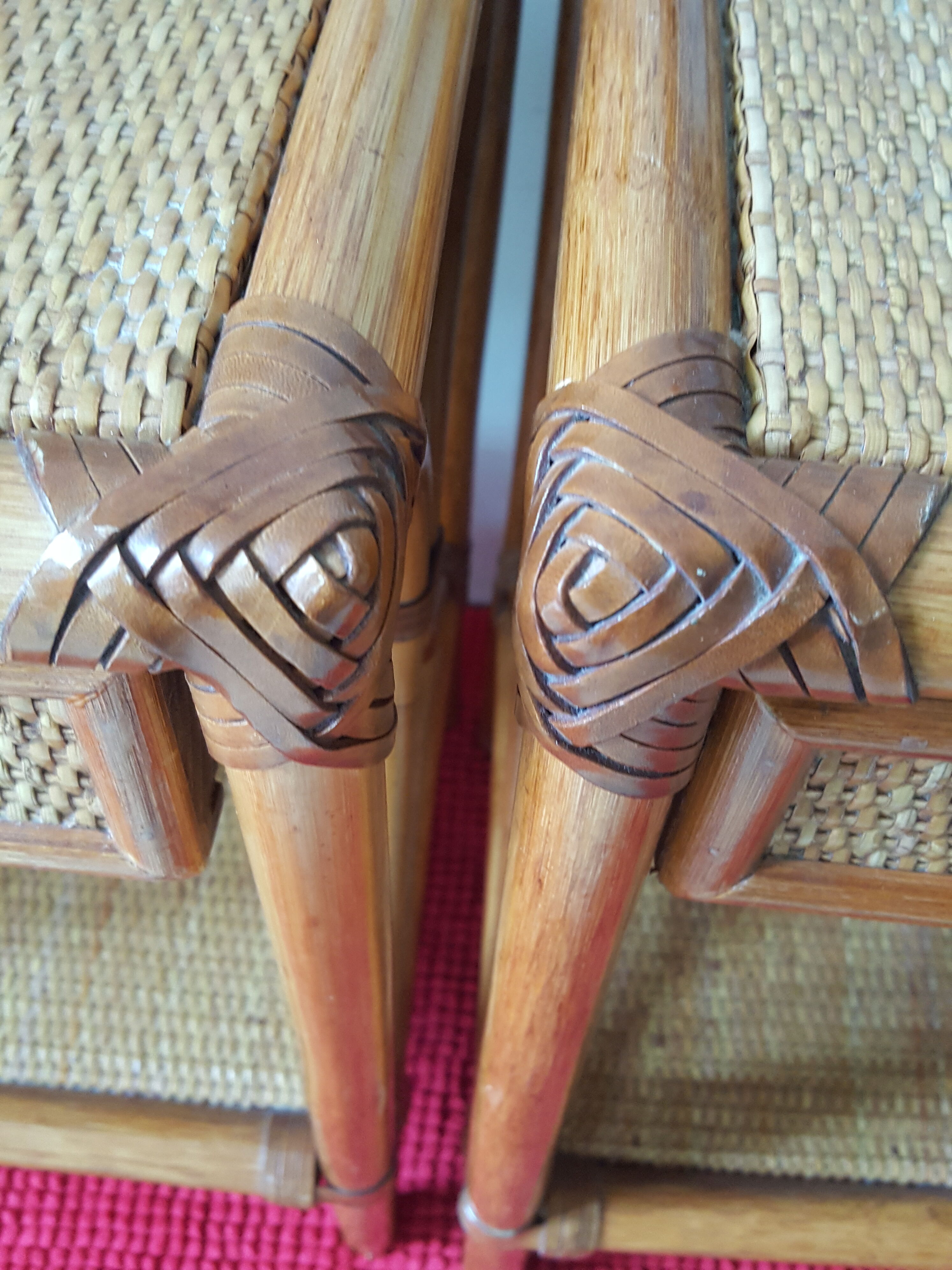 2 rattan rattan banbou bedside tables with vintage drawer