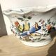 Flower holder old wall flower in earthenware signed MD porcelain hand painting