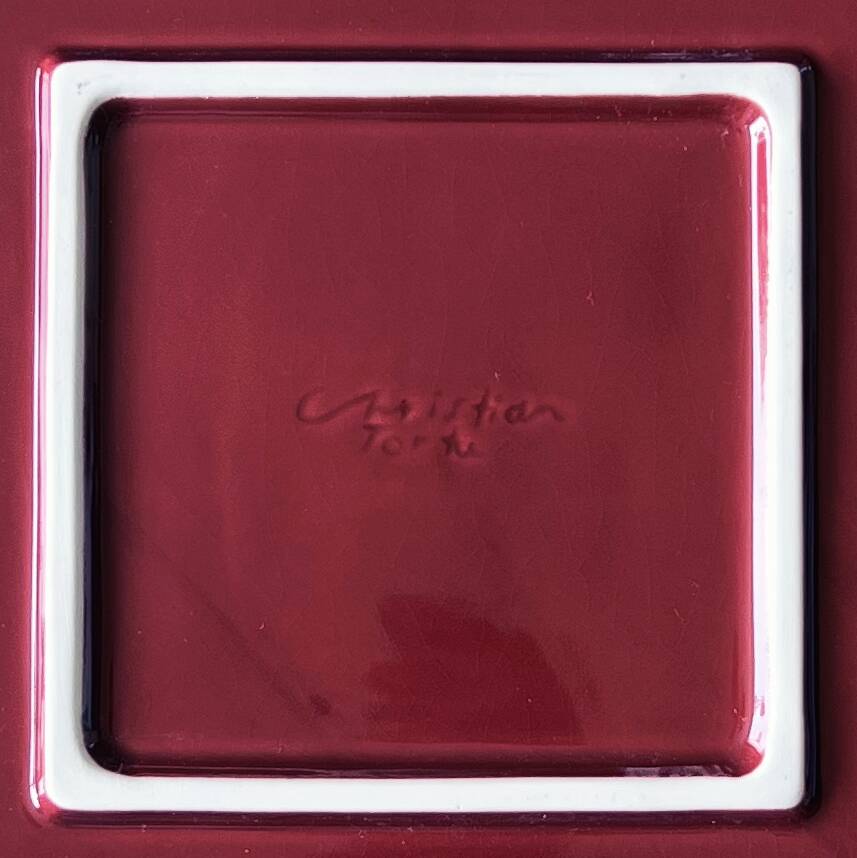 Large hollow dish Christian Tortu Paris red leaf – 36.5 cm