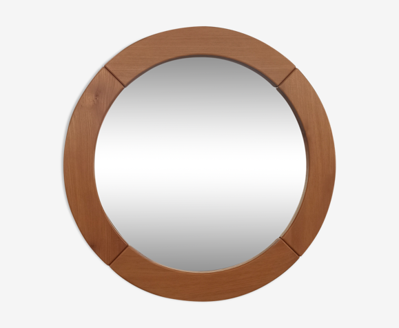 Miroir rond en orme, 80's