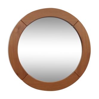 Round elm mirror, 80's