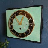 Formica vintage silent rectangular wall clock "black green"