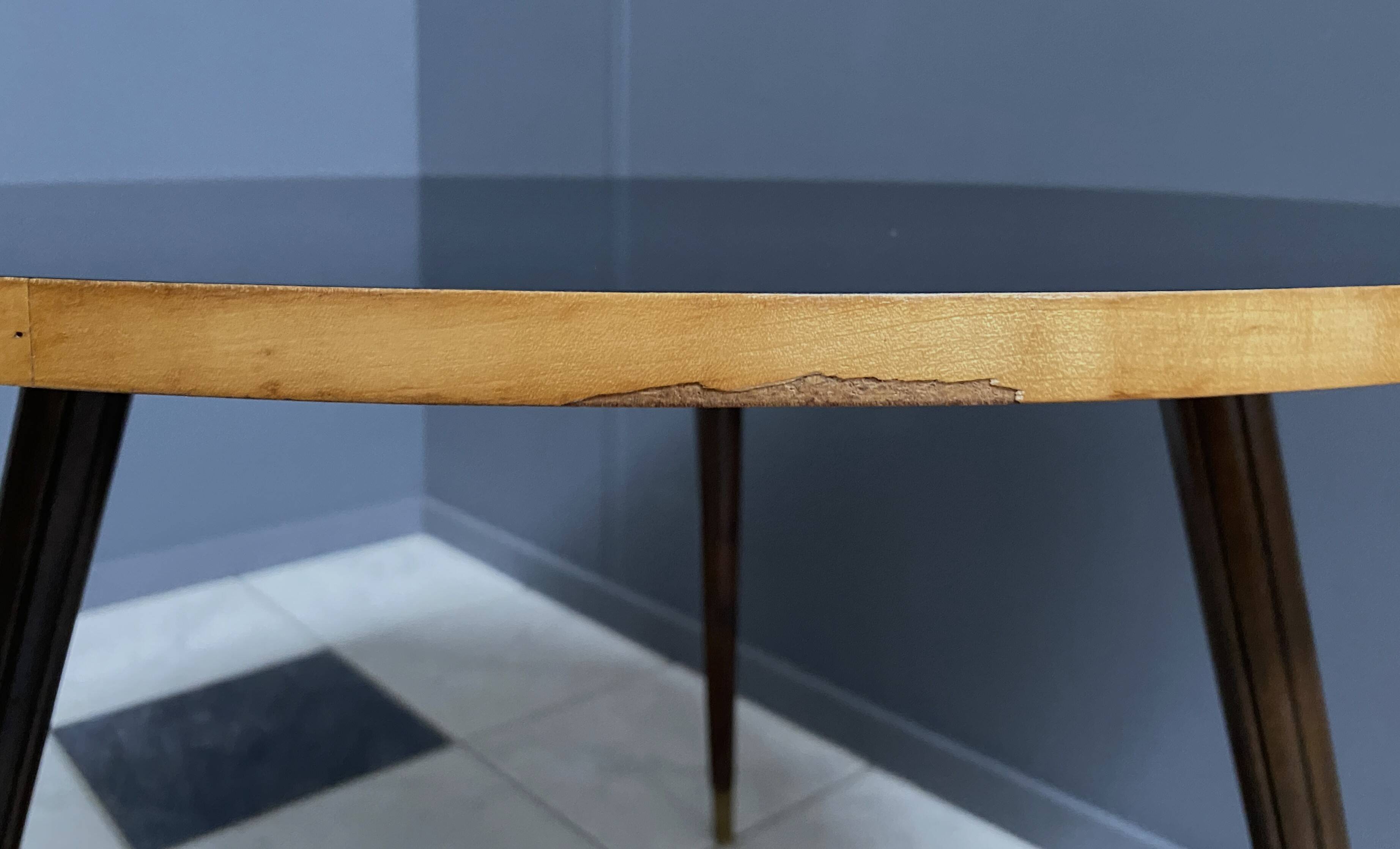 Black formica round coffee table 1960s