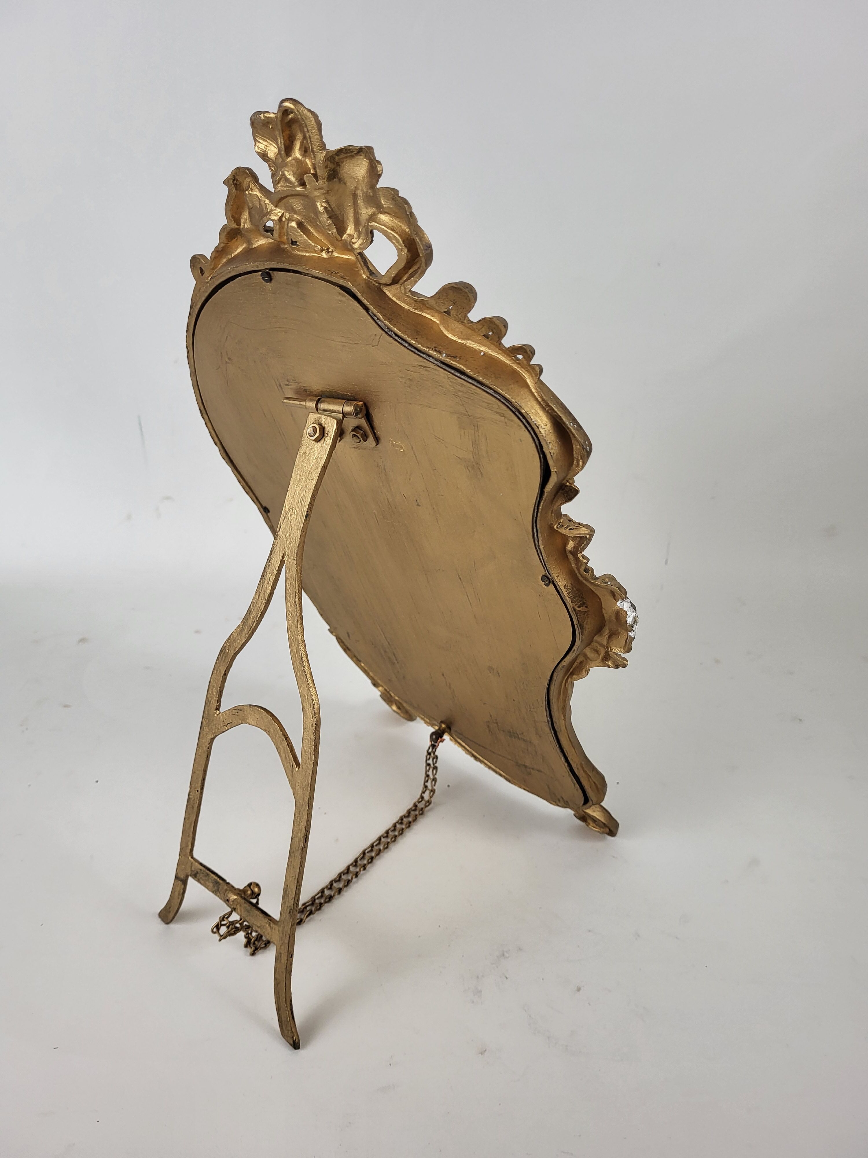 Golden brass table psyche mirror, art nouveau