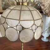 Pair of brass and mother-of-pearl lamps