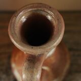 Small vintage marbled stoneware candle holder with handle