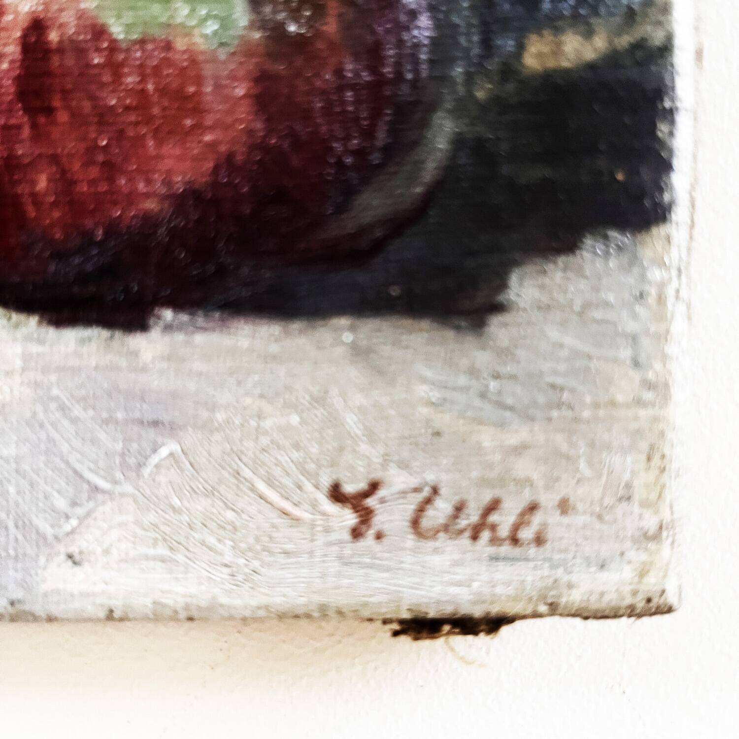 Table 1900 "Anemones and Fruits" signed J. Uhli