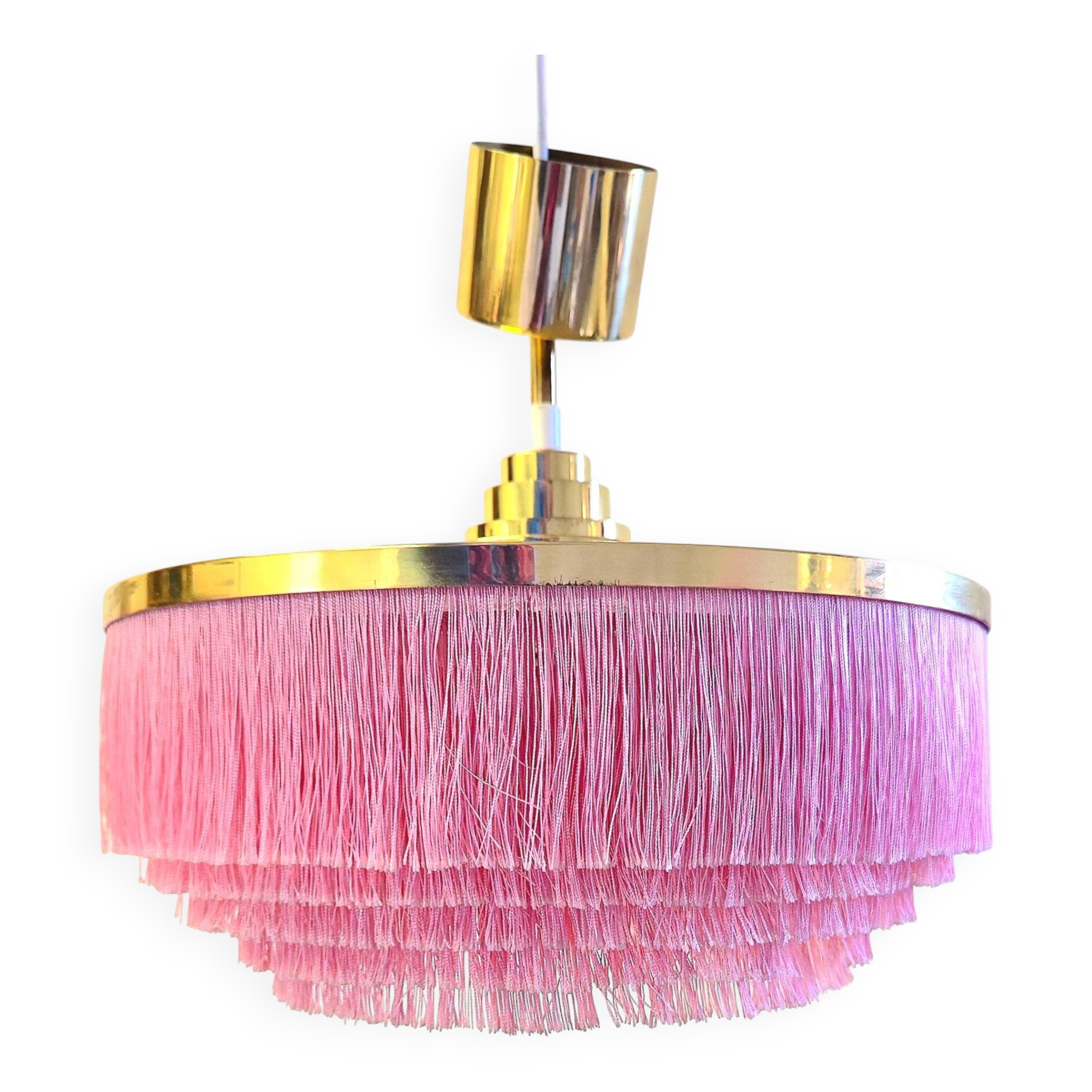 Hans-Agne Jakobsson Modell T603. Ceiling light with pink fringes, 1960s