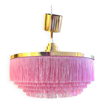 Hans-Agne Jakobsson Modell T603. Plafonnier à franges roses années 60