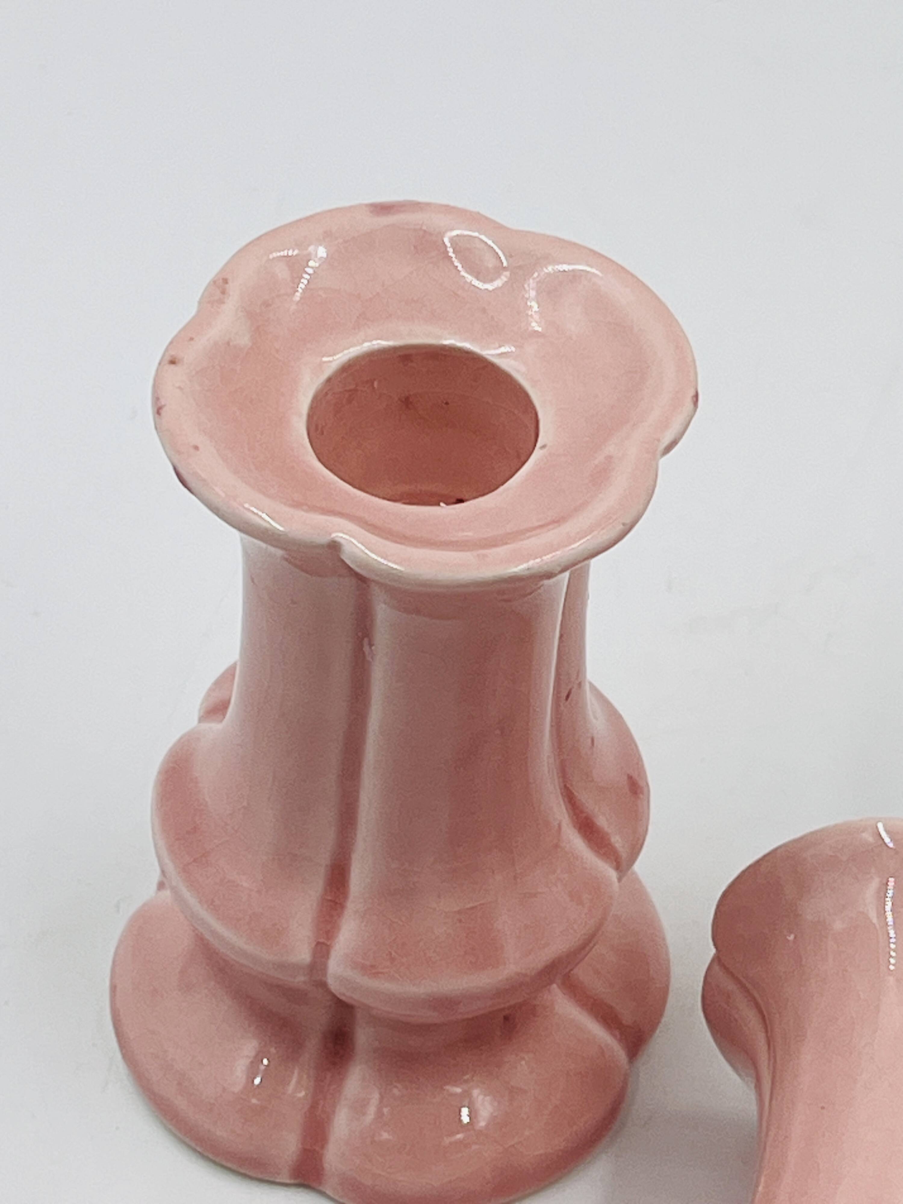 Set of 3 pink ceramic candle holders