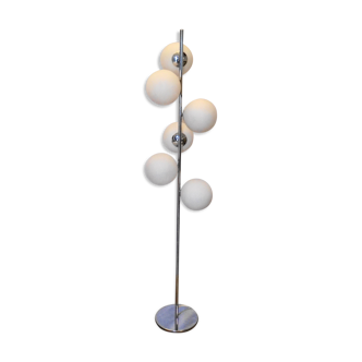 Lamppost 6 balls in white opaline, years 70