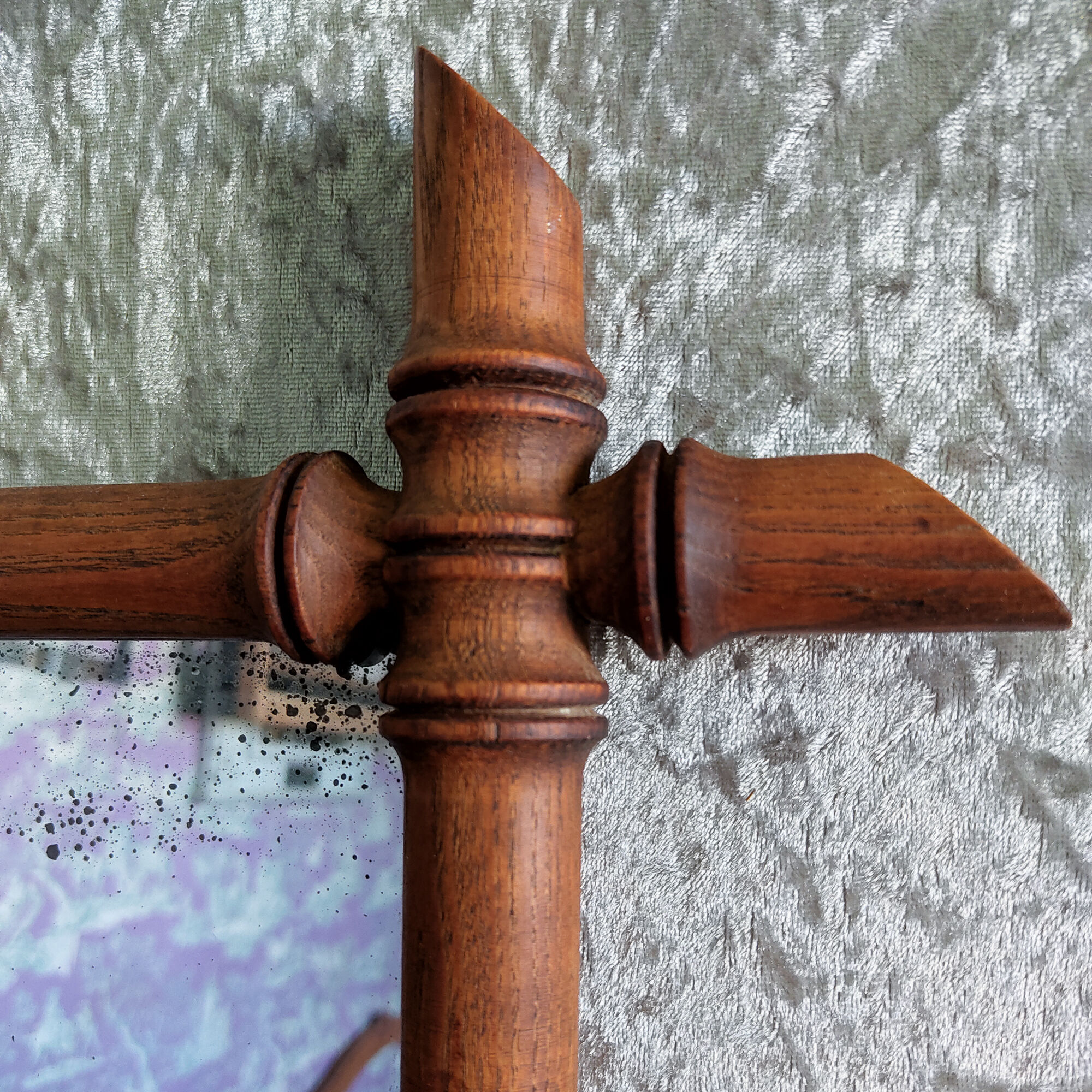 Wooden barber mirror imitation bamboo from the 20s