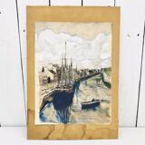 Drawing indian ink marine port table