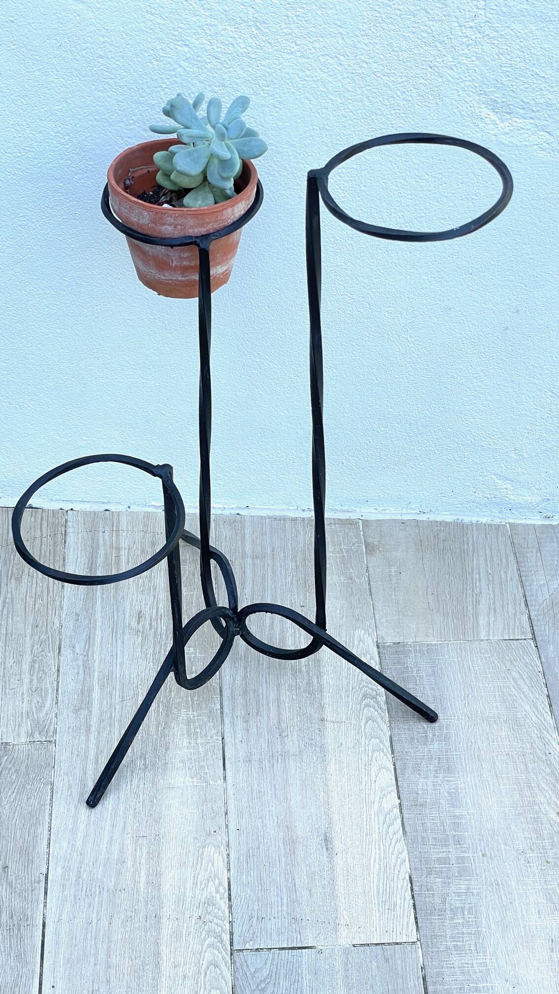 Vintage geometric steel plant holder