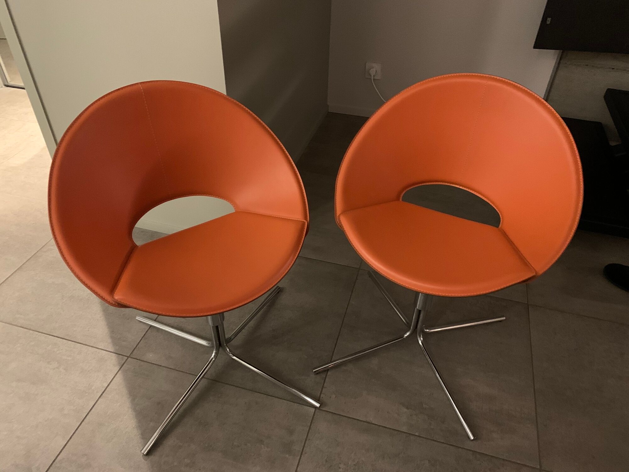 Italian leather chair foot swivel stainless metal