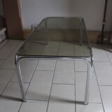 Coffee table chrome and smoked glass