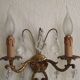 Pair of French Vintage Bronze Double Wall Lights Assorted Crystals 5331