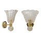 Attributed to Barovier & Toso Brass and Pulegoso Murano Glass Sconces, Pair