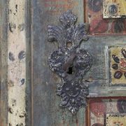 Antique Rustic Farmhouse Folk Art Painted Bridal Cabinet 1842