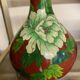 CLOISONNE VASE WITH LOTUS FLOWERS DECOR IN BURGUNDY TONES
