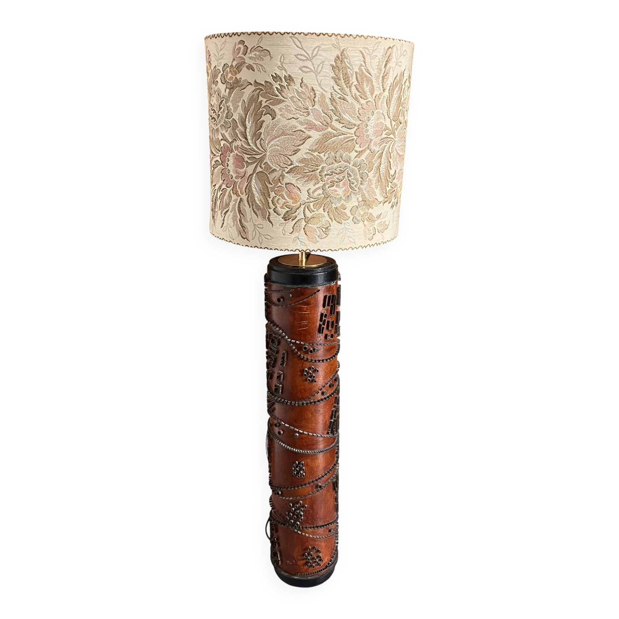 Table lamp on printing roll with floral lampshade floor lamp