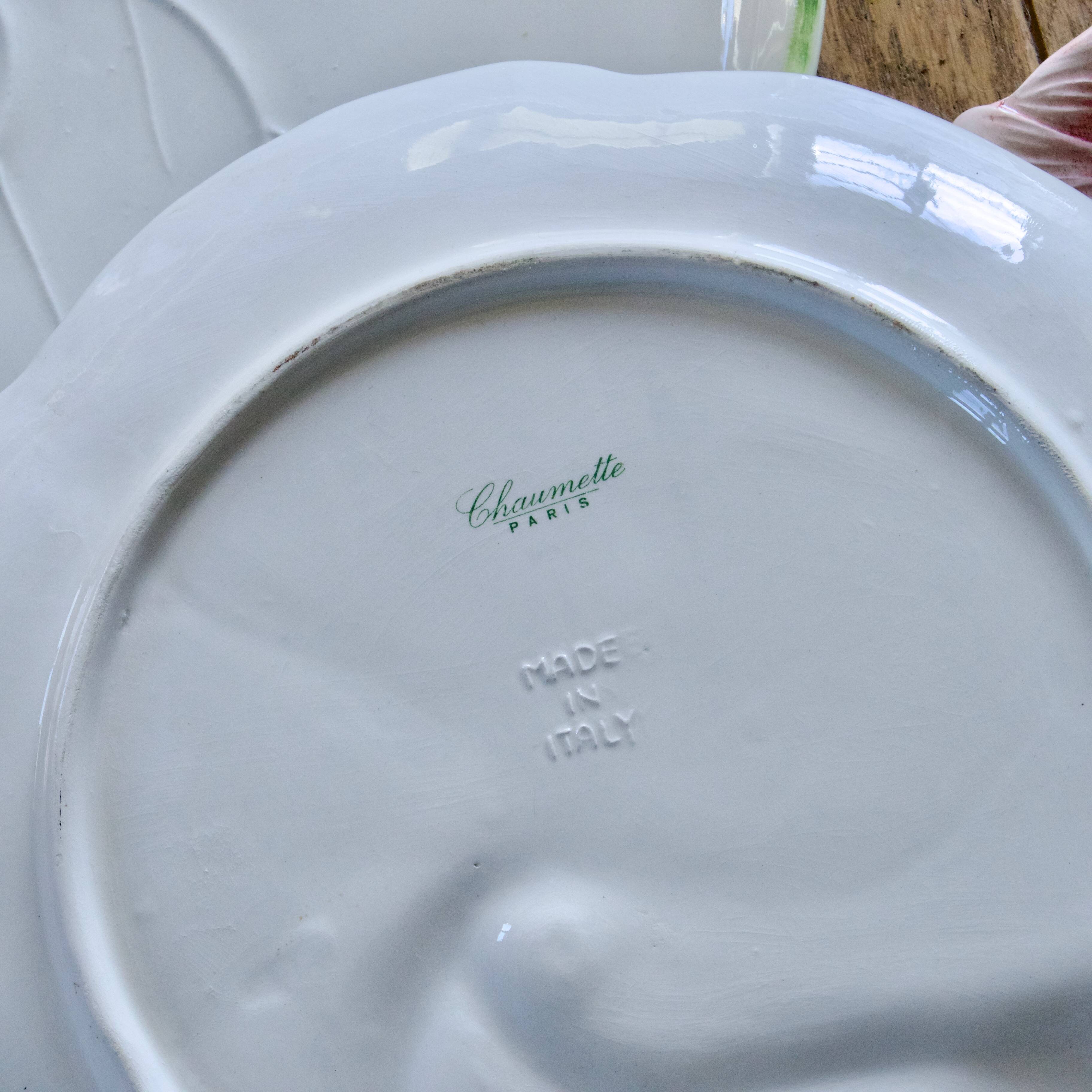 Large majolica plates signed Chaumette Paris