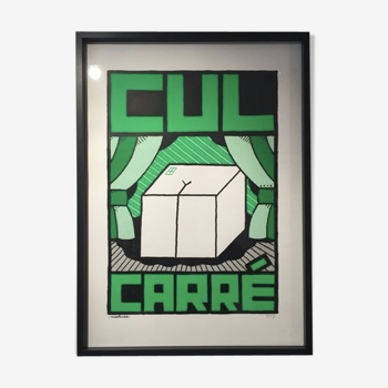 Affiche "Cul Carré" verte 70x50 cm sérigraphie faite main signée numérotée