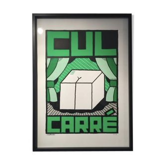 Affiche "Cul Carré" verte 70x50 cm sérigraphie faite main signée numérotée