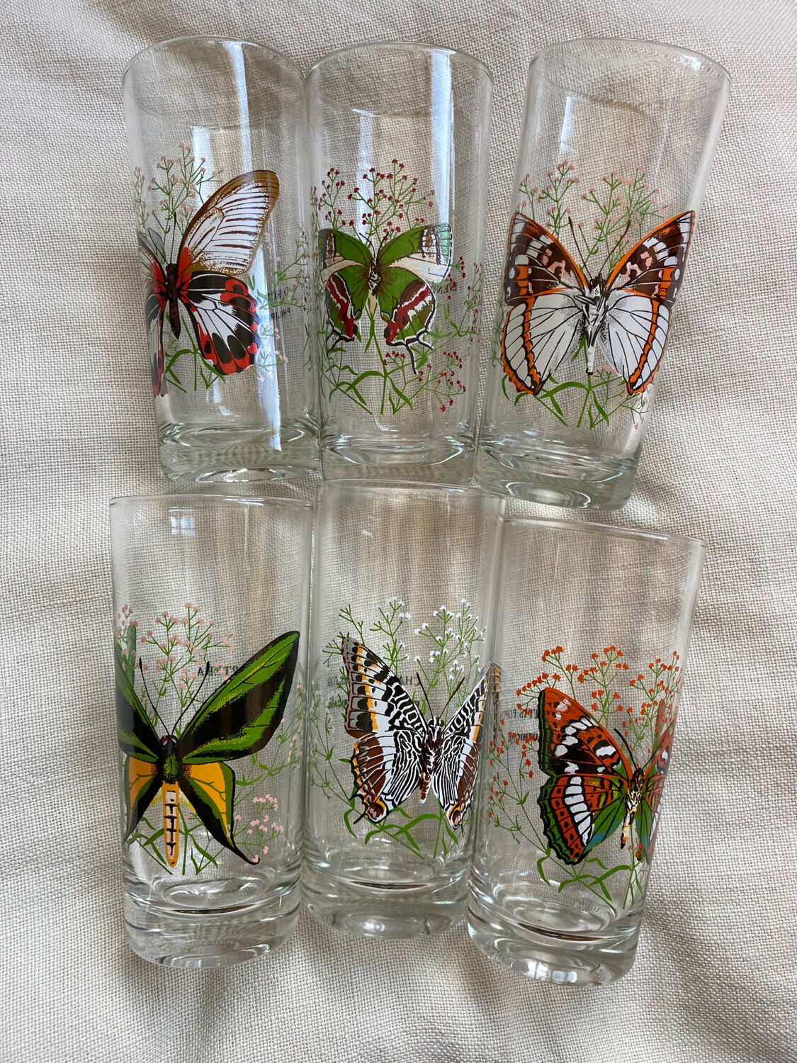 Vintage butterfly orangeade glasses
