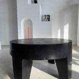 Coffee table en bois massif monoxyle noir