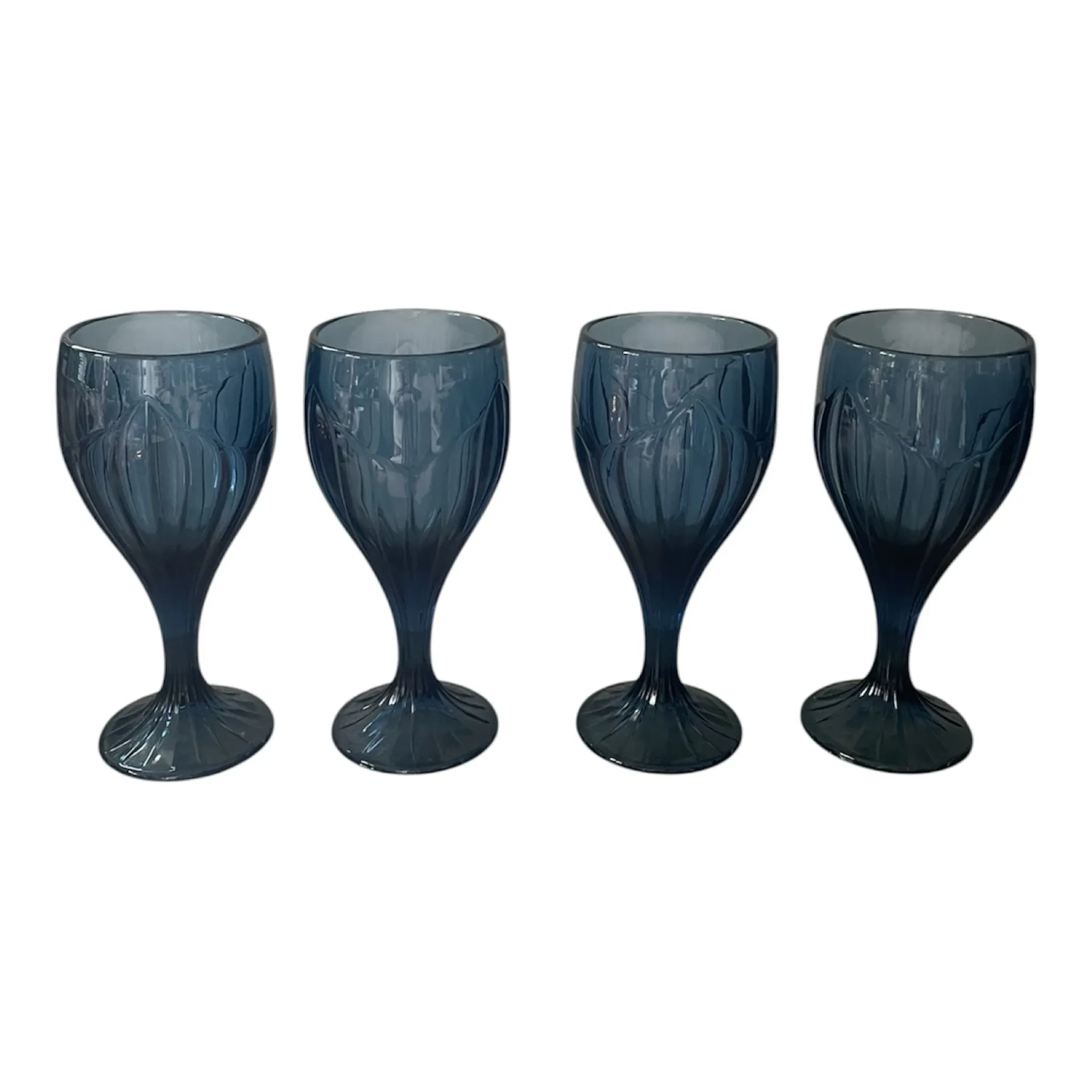 Set of four wine glasses model "Sky Blossoms" by Lenox Art Nouveau style.
