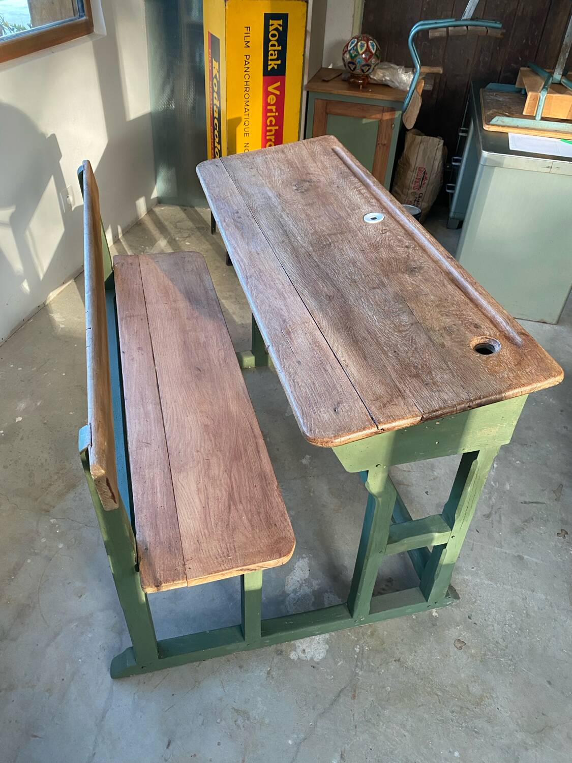 Old school desk 2 places 1950s
