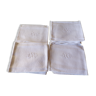 Lot de 6 serviettes anciennes monogramme "fw" blanches