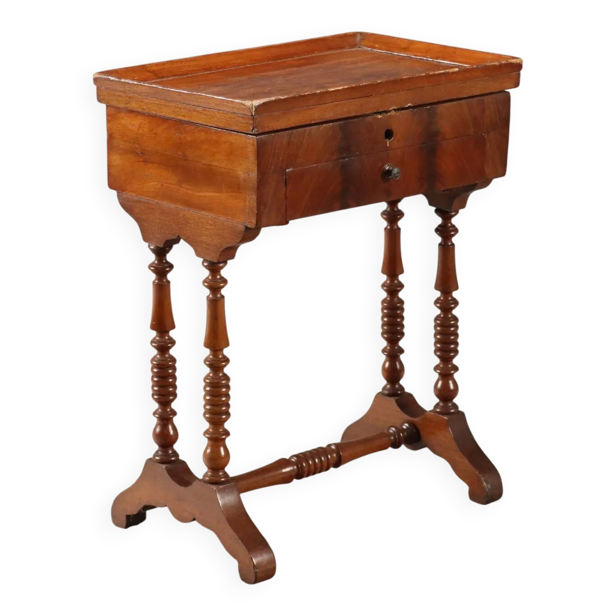 Antique mahogany sewing table with drawer, Italy, 19th century