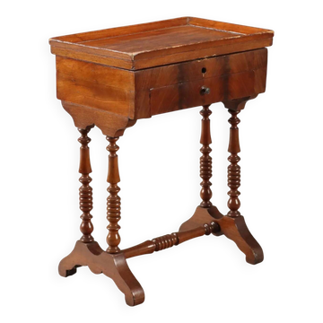 Antique mahogany sewing table with drawer, Italy, 19th century