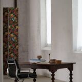 Bureau / Dining table in oak with Danish baroque inspiration and twisted legs, 1900s.