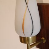 Scandinavian vintage wall sconce in teak and opaline